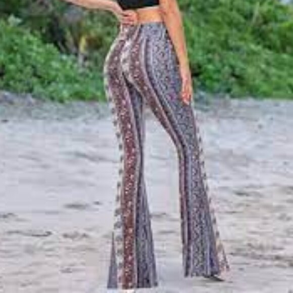 Bohemian Bell bottoms Flare Leggings Size Large - Picture 1 of 8
